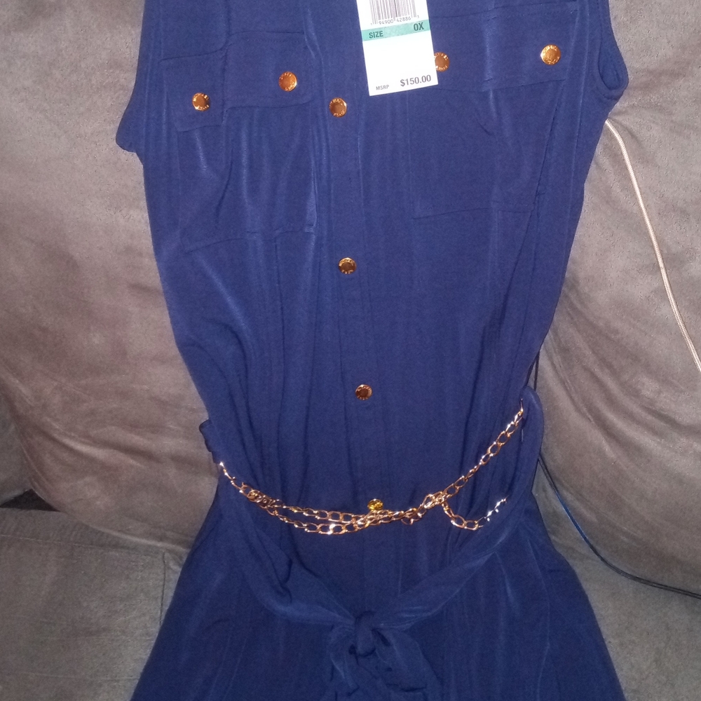 MICHAEL Michael Kors Navy Dress with Gold Accents